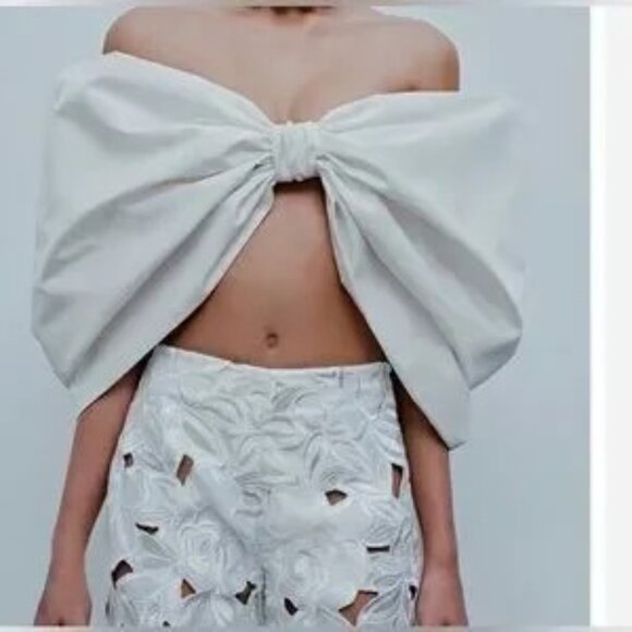 ILA Saint Rose-Embroidered Laser Cut-Crepe Straight-Leg Pant In White - Sz: 36 - Picture 5 of 5